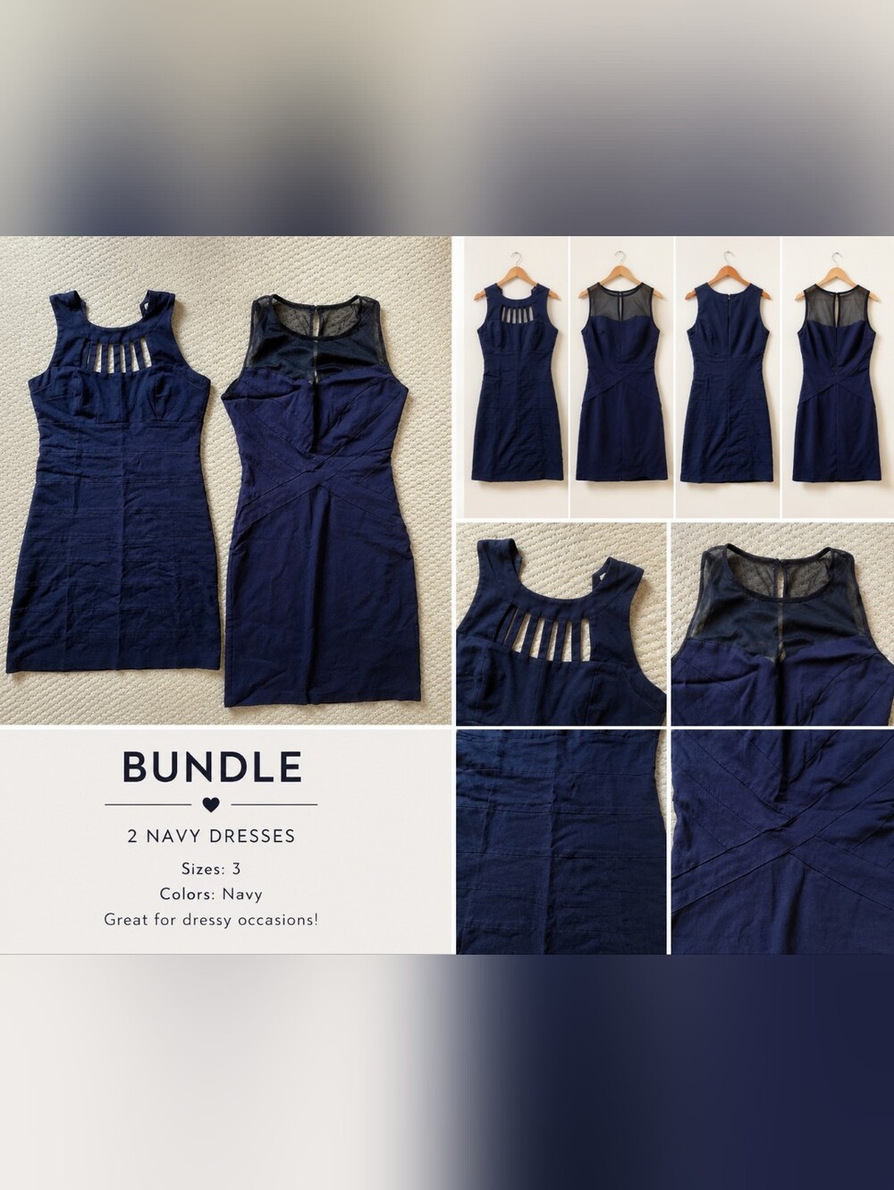 Navy Mini Dress Bundle with Mesh And Cut Out Accents